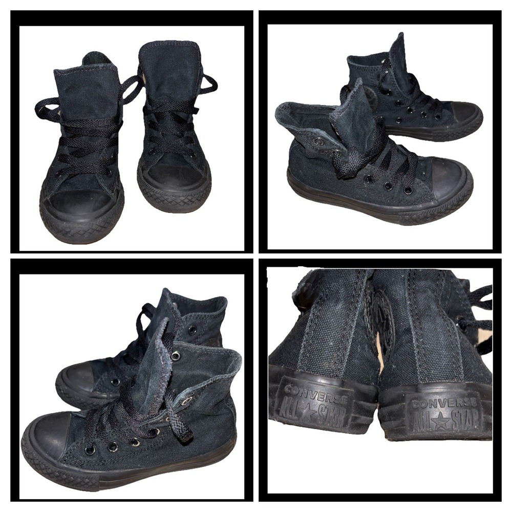 Chuck Taylor All Star High Top‎ Shoes 10.5T Black Monochromatic Skater Sneakers